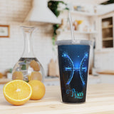 Pisces Plastic Tumbler with Straw