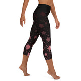 Black and Rose Gold Galaxy Yoga Capri Leggings