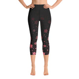 Black and Rose Gold Galaxy Yoga Capri Leggings