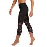 Black and Rose Gold Galaxy Yoga Capri Leggings