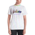 Welcome Rainbow Sketch All-Over Print Unisex (Curved) T-shirt -- English